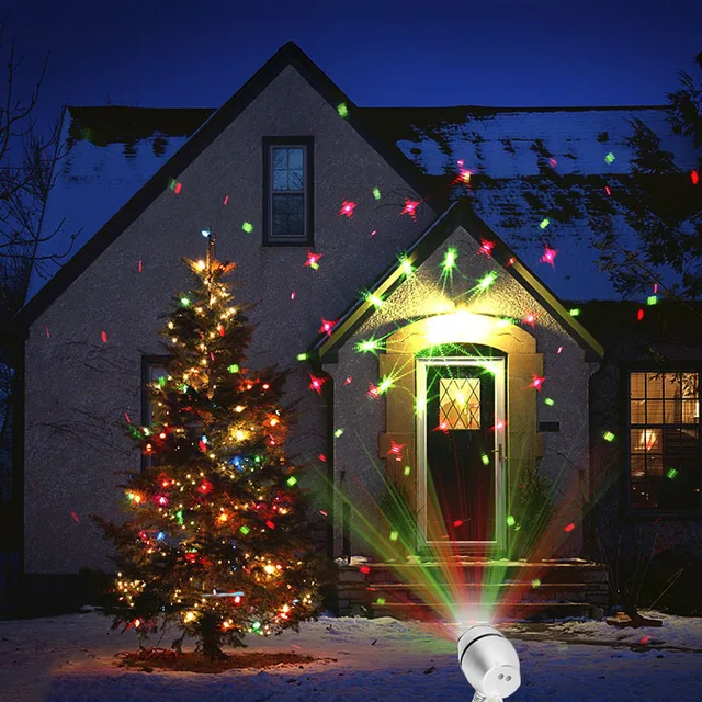 Outdoor Shower Laser Christmas Light 9 Shapes Waterproof Star Sparkling