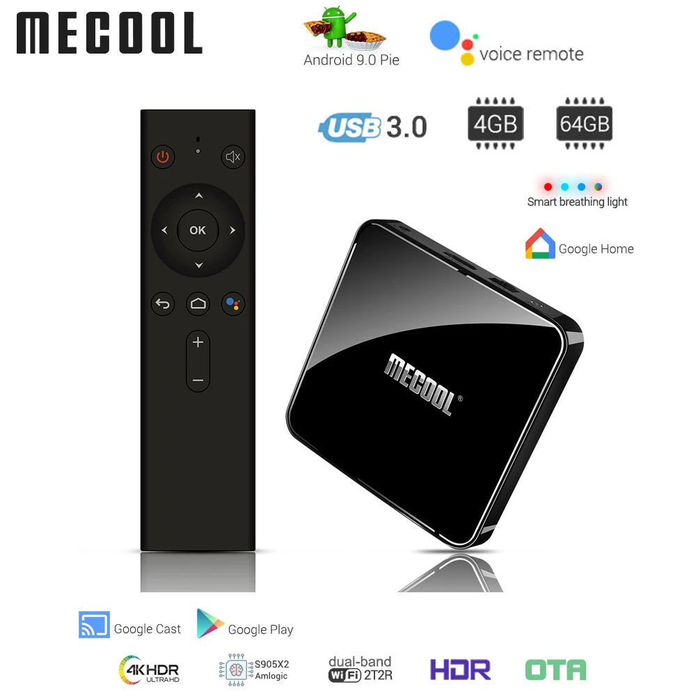 MECOOL KM3 Android 9.0 Voice Control TV Box Google Certificated Amlogic ...