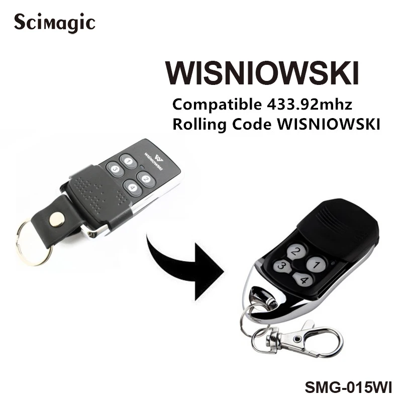 

Wisnowski Remote Control RF Rolling Code Pilot Garage Door Key Chain Wisnowski garage command handheld transmitter 433.92mhz