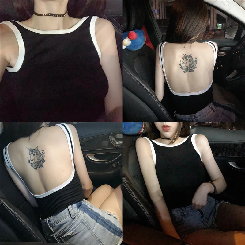 

Summer Girls Slim Sexy Backless Tank Tops Female Bodycon Camisole Sleeveless T shirts DX7057