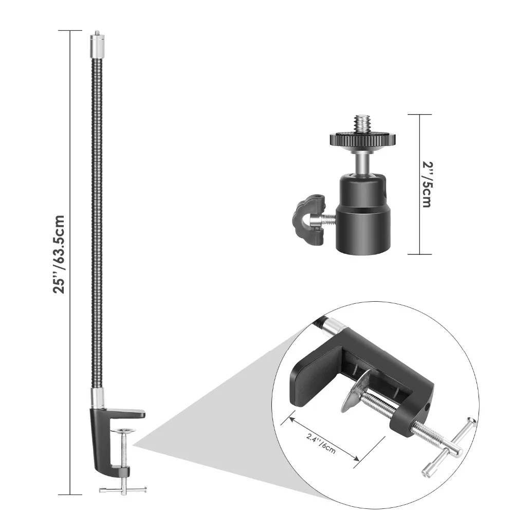 Günstig Neewer 25 zoll 13,3 zoll Flexible Jaw Lange Arm Swivel Clamp Clip Halter Stehen, schwanenhals Halterung für Webcam