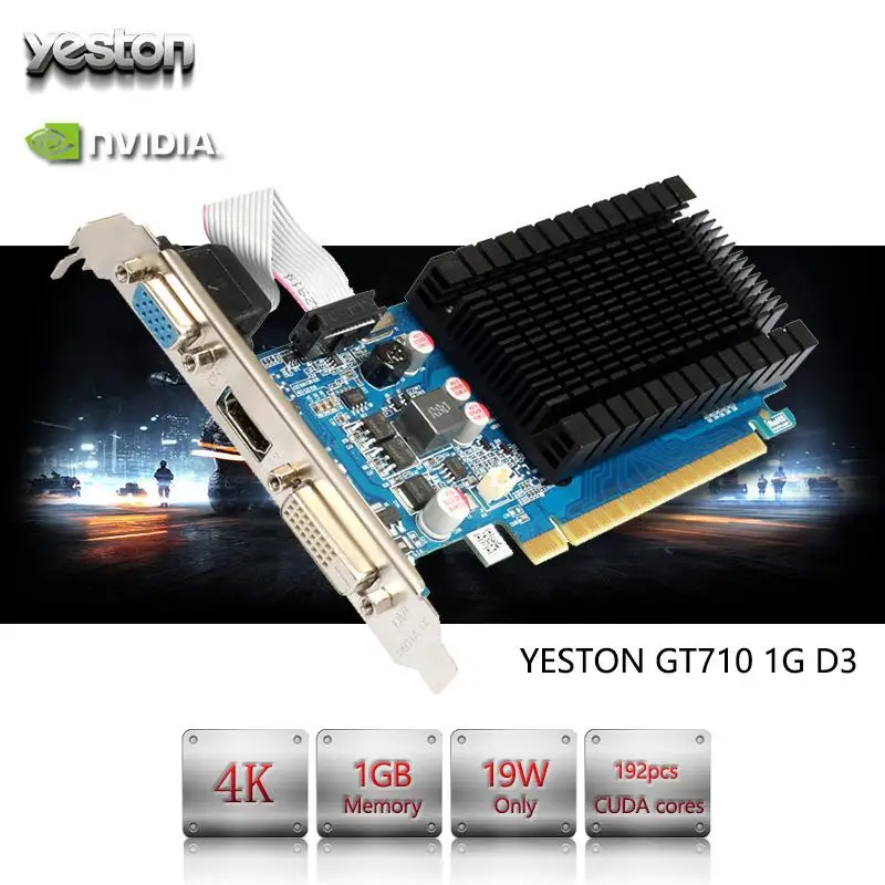 

Yeston Geforce GT710-1GD3-VB Gaming Graphics Card GPU 1GB GDDR3 64bit Desktop Computer PC Video Graphics Cards For PCI-E X8 2.0