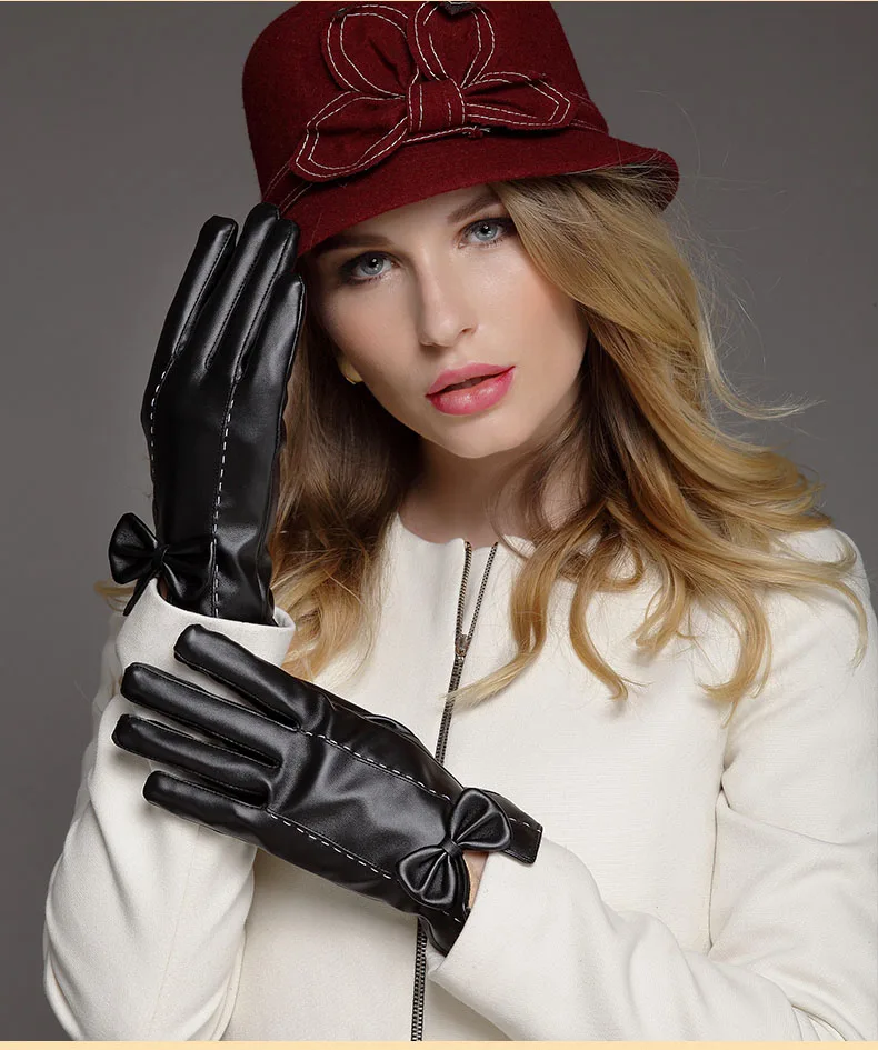 Richyuan Для женщин классические черные зимние кожаные перчатки и варежки вождения сенсорные перчатки мужской Tacticos Для женщин перчатки