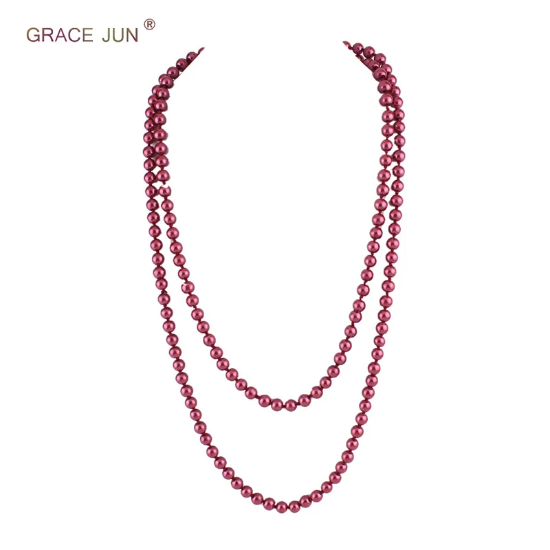 

Grace Jun Handmade ART DECO Fashion Faux Pearls Flapper Beads Cluster Long Pearl Necklace for Women Luxury Gorgeous Necklace 55"