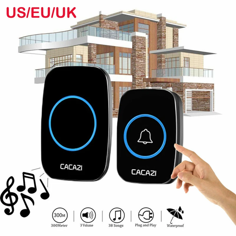 Wireless Door Bell Waterproof Home Wireless Doorbell Smart LED Light Calling Bell 2 Receiver and 1 Transmitter Ringtones 38 pcs Wireless Door Bell Waterproof Home Wireless Doorbell Smart LED Light Calling Bell 2 Receiver and 1 Transmitter Ringtones 38 pcs