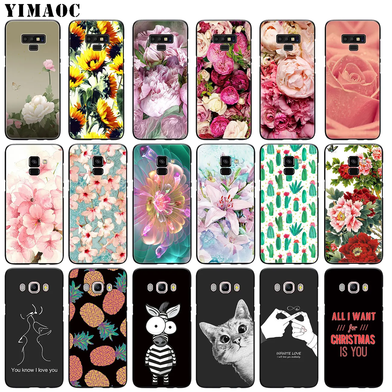 YIMAOC красота пионов цветы Жесткий Мягкий чехол для Samsung Galaxy A6 A9 A8 A7 2018 A3 A5 2016 2017 Note 9 8