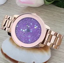 Luxury Brand Мода Золото Стальной ленты Женские Часы Кристалл Платье Часы Дамы Горный Хрусталь Полный Алмазов Кварцевые Подарок Часы на
