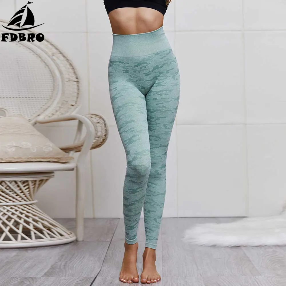 

FDBRO Women Sports Leggings Camouflage Fitness Yoga Pants Girl Sport Leggings Women New Camo Seamless Leggings High Waisted