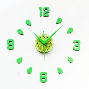 

DIY Wall Clock Saat Reloj Combination Wall Sticker Self-adhesive Clock Relogio de parede Creative Green lemon Living room clocks
