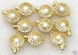 

wholesale 10X 12mm Gold Plated round sun flower single strings Clasp-gp27