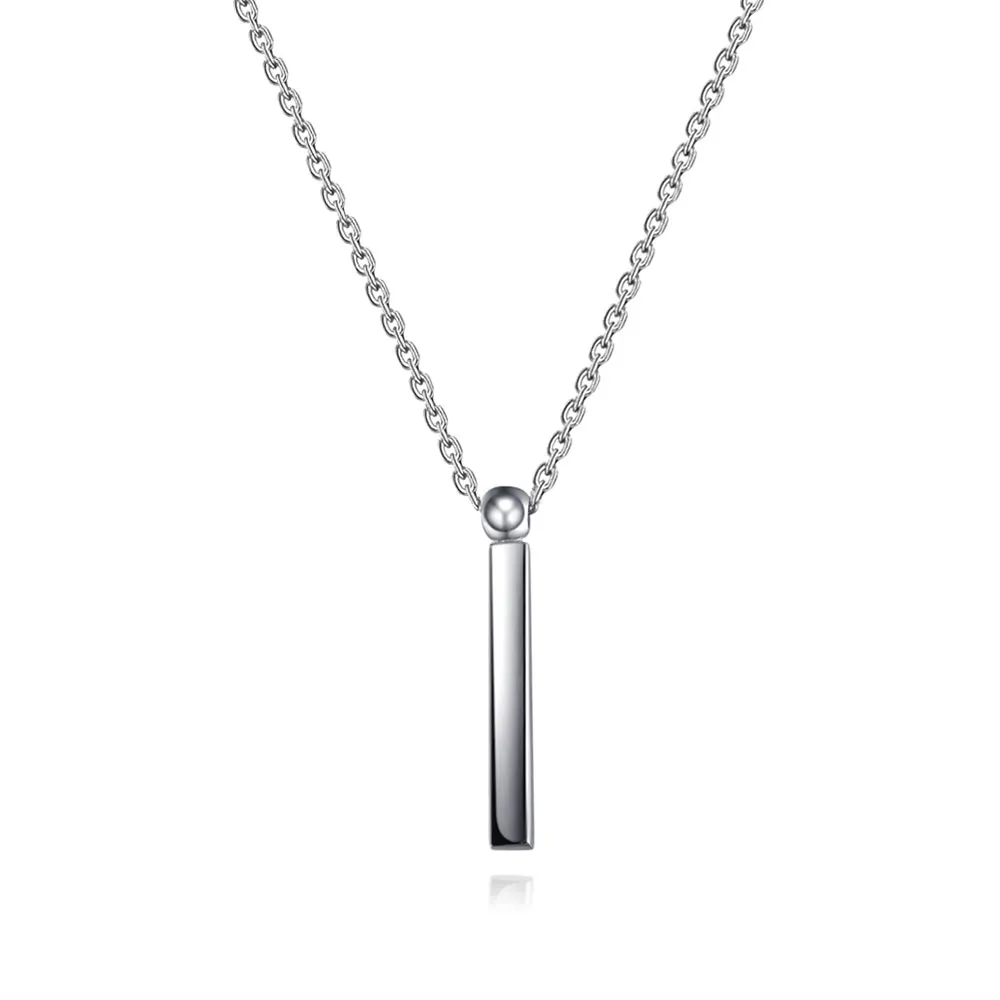 

VOJEFEN 925 Sterling Silver Simple Vertical Smooth Necklace Pendant Necklace Jewelry Christmas