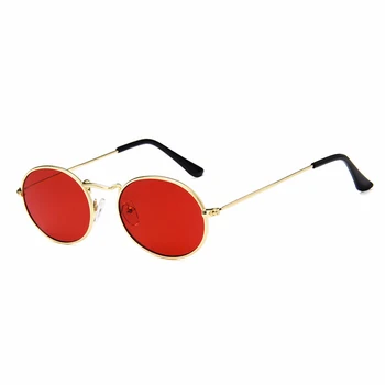 

Small Oval Sunglasses Men Women Retro Metal Frame Yellow Red Vintage Tiny Round Skinny Male Female Sun Glasses UV400