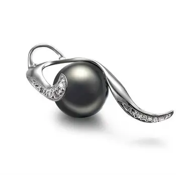 

GVBORI Tahiti Black Pearls Necklace Pendant [Kiss] 18K Gold Diamond Pendant Fine Jewelry Valentine