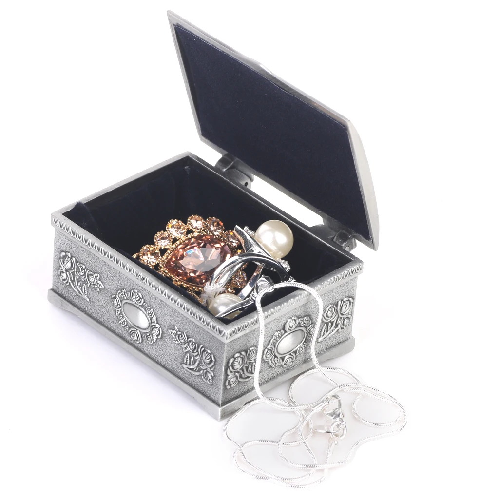 Винтажные сундуки с сокровищами, оловянные украшения, коробка с кольцом, Подарочный чехол, античное серебро