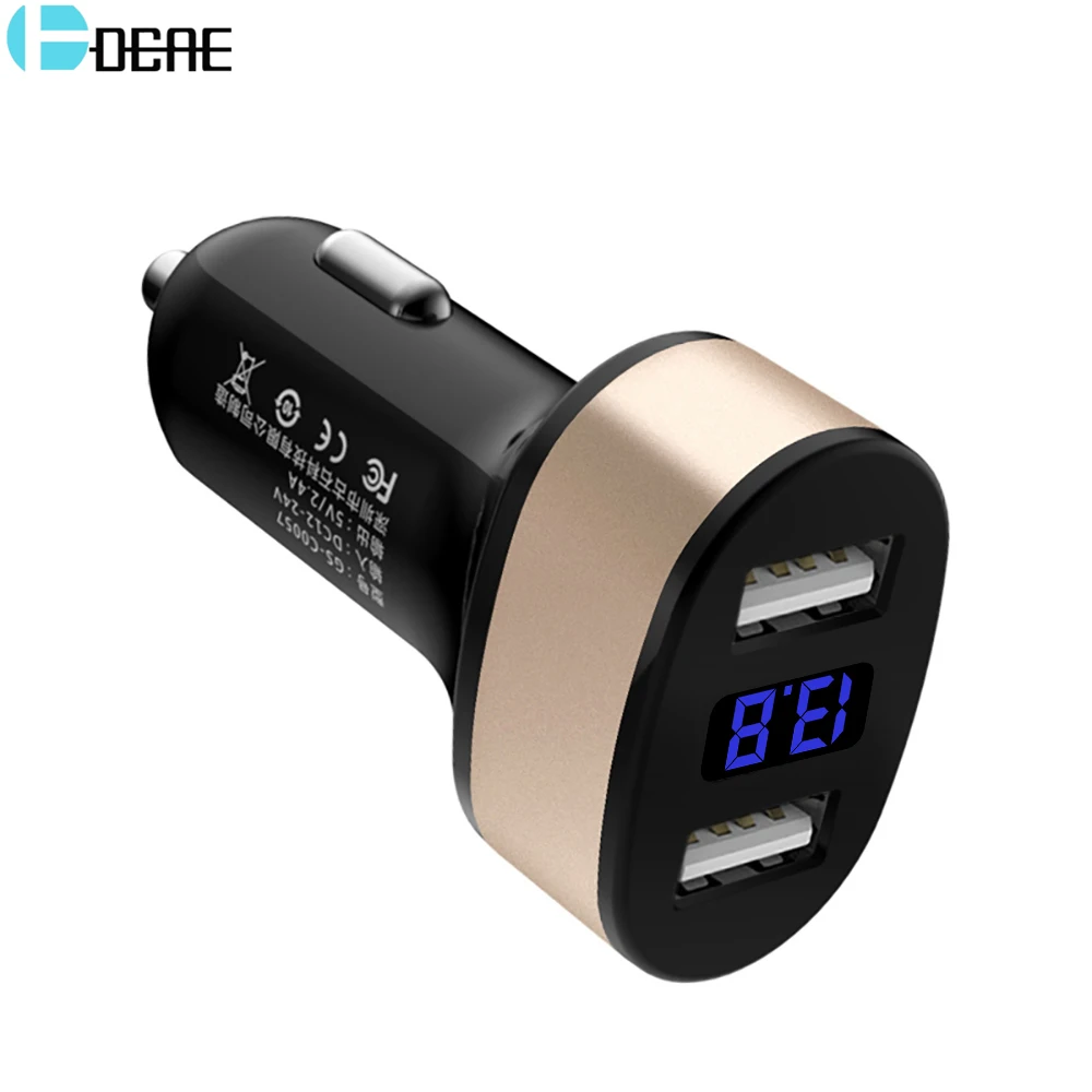 

DCAE Dual Port USB Car Charger 2.4A Output 5V Fast Charging For iPhone Xiaomi Samsung Tablet Universal Car Mobile Phone chargers