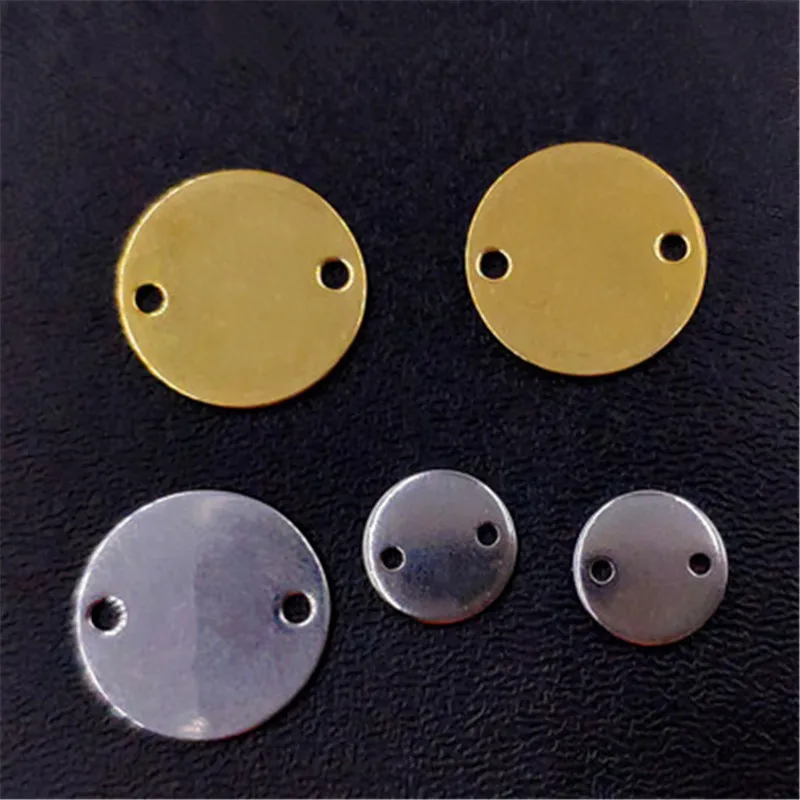 

10pcs Round Stainless Steel Blank Stamping Pendants Gold Color Charms Connectors For DIY Jewelry Making Findings Craft Dog Tags