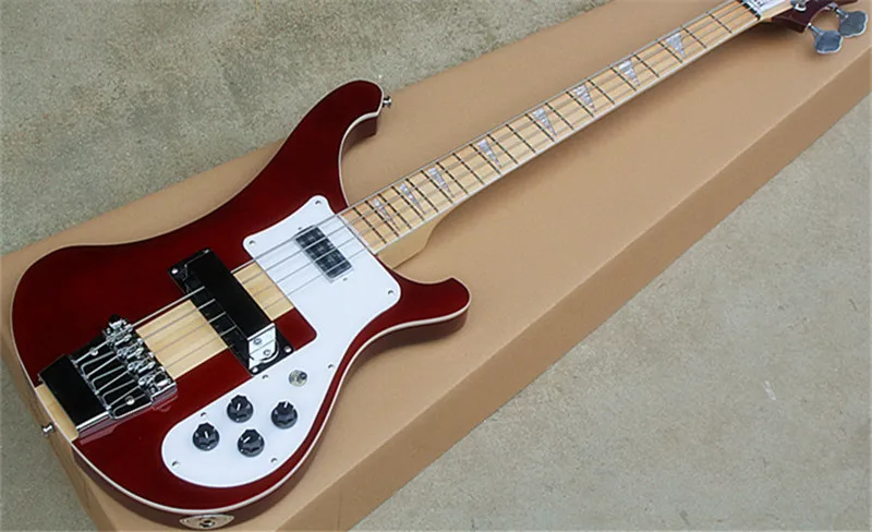 

Factory Red 4-string Electric Bass Guitar with Rosewood Fingerboard,White Pickguard,can be customized as to requirements