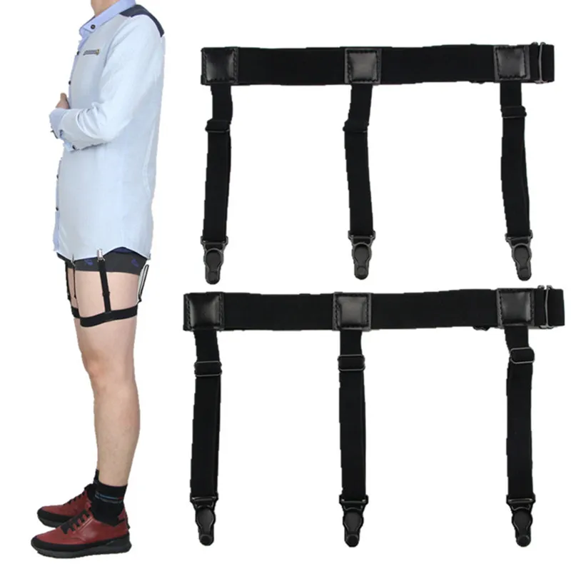 Mens Shirt Suspender Elastic 3 Clips Stay Holders Uniform Locking Clamps Belt