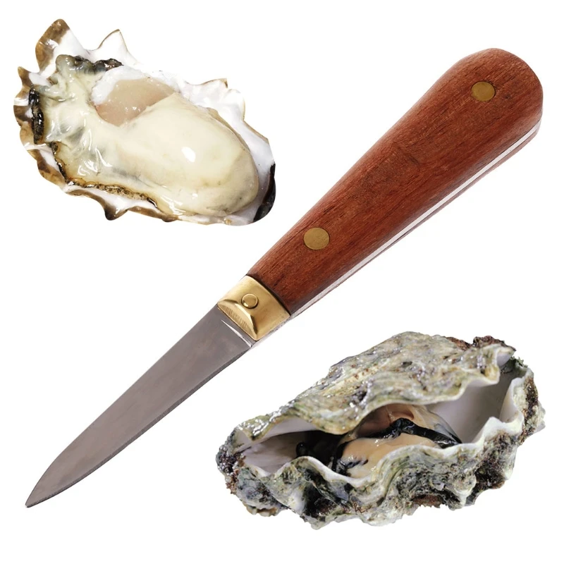 

Utility Wooden Handle Oyster Knife Sharp-edged Shucker Shell Seafood Opener Tool