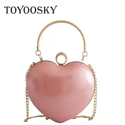 TOYOOSKY модная в форме сердца Для женщин Сумка Элегантный цепочка, украшенная бриллиантами сумки на плечо Дамская Свадебная вечеринка сумка
