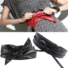 Fashion Women Belt Long Section Of the Circle Soft Leather Bowknot Body Shaping Bands Wide Belts All Match Dress