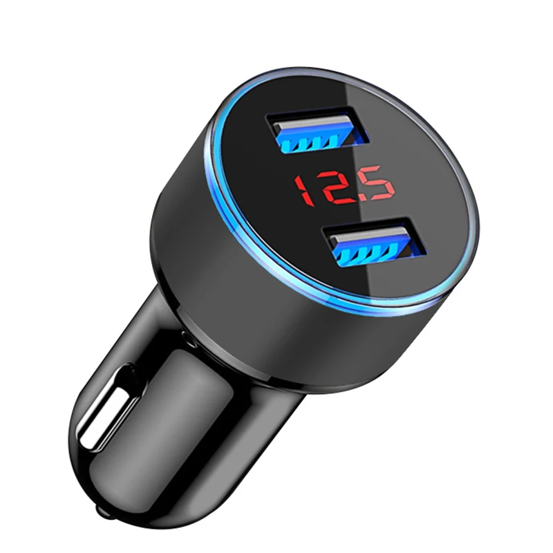 Автомобильное зарядное устройство с 2 мя USB портами и светодиодным