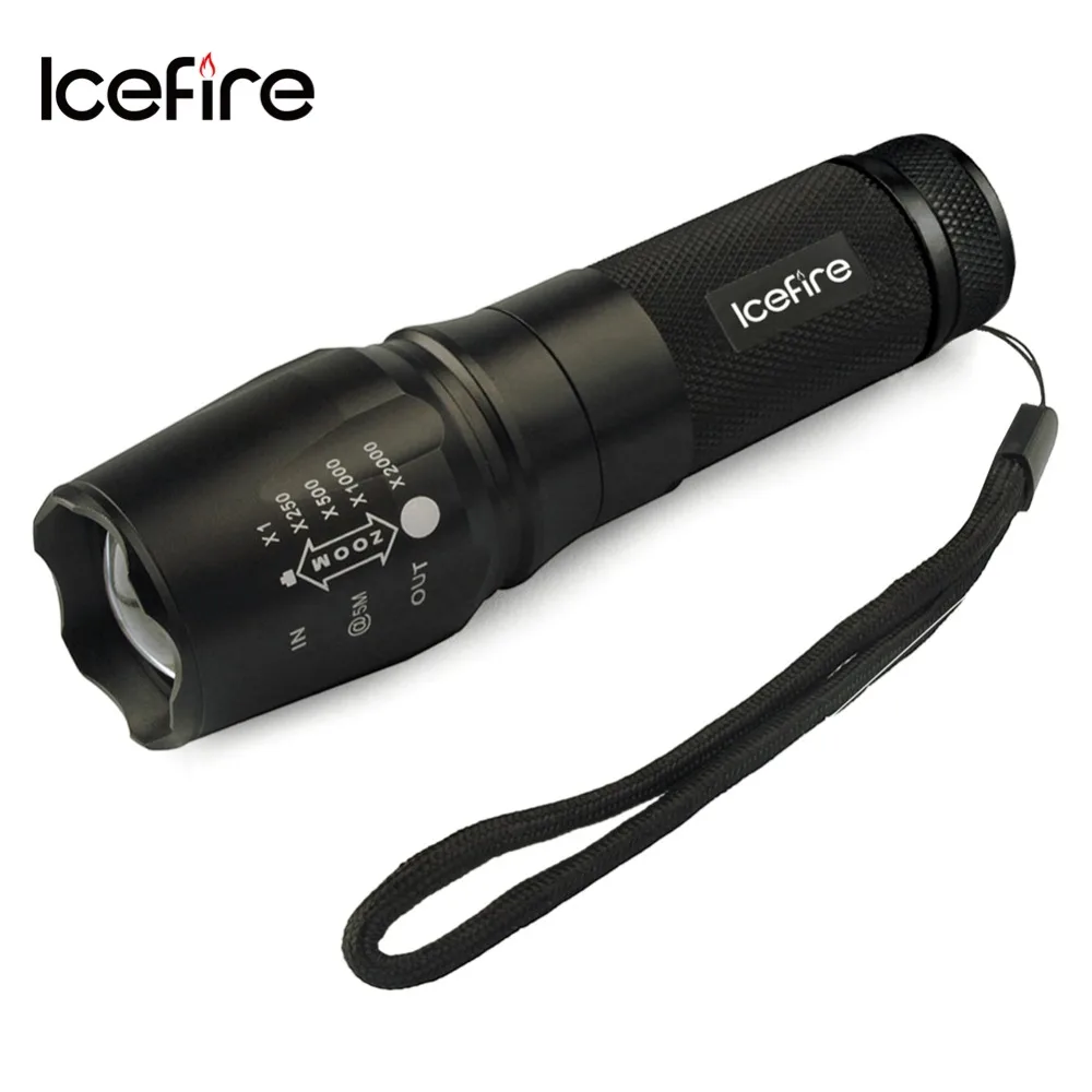 IceFire Q10 LED Flashlight XML T6 Zoomable Focus Adjustable Beam 5