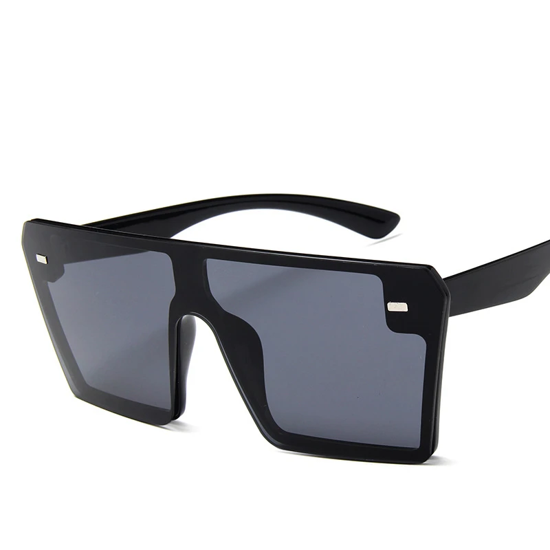 Модные женские солнцезащитные очки унисекс в стиле знаменитостей с плоским верхом, брендовые дизайнерские роскошные солнцезащитные очки, мужские Черные Квадратные Солнцезащитные очки для женщин - Цвет линз: Black