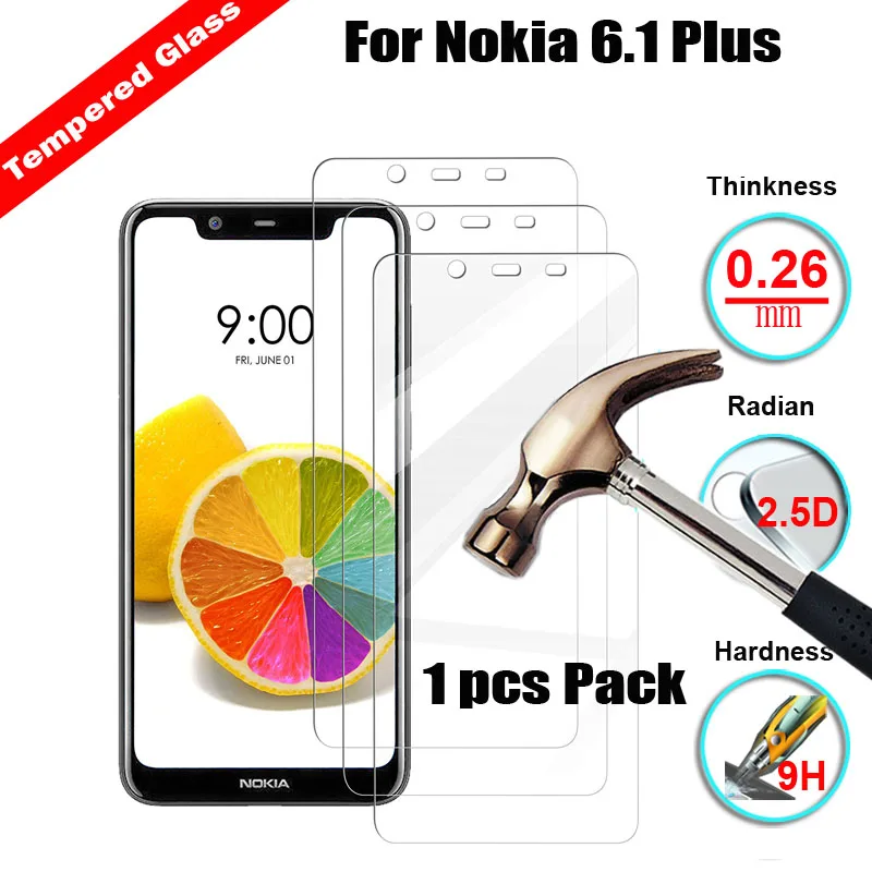

2.5D 9H Tempered Glass Screen Protector For Nokia 6.1 Plus Anti-Shatter Anti-Explosion Clossy Ultra Slim Guard Cover Film