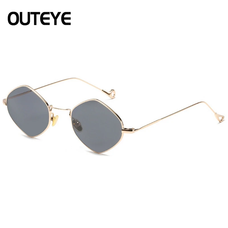 Outeye Для женщин шестиугольник Солнцезащитные очки для женщин Для мужчин Винтаж без оправы зеркало Защита от солнца Очки женский металл