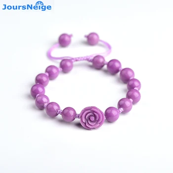 

Wholesale Purple Natural Mica Bracelets Manual Weave Beads With Flower Hand String Lucky for Women Girl Gifts Trendy Jewelry