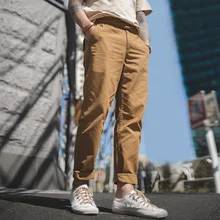 Maden Мужские Винтажные повседневные обычные зауженные Плиссированные Передние брюки с регулируемым поясом на талии