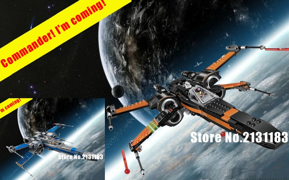 

First Order Poe's X-wing Fighter fit legoings star wars figures Model building block kits bricks boys 75102 gift kid diy set