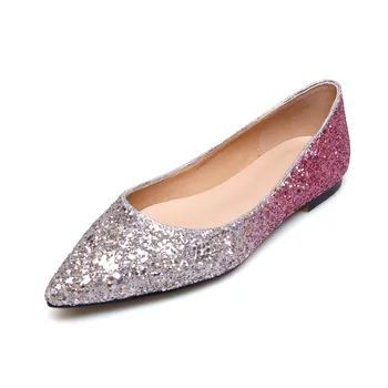 

Spring and summer fashion flat women's shoes high quality shiny fabric comfortable inside pointed women's shoes