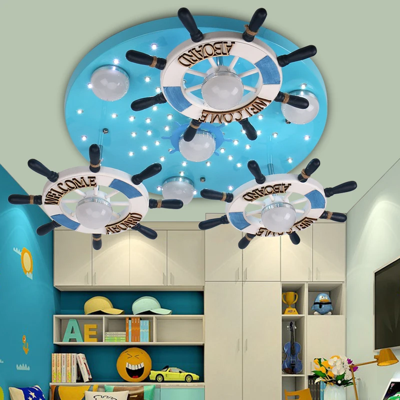 Us 268 0 Kinderzimmer Lampe Mittelmeer Decke Lichter Junge Schlafzimmer Lampe Kreative Lampe Personlichkeit Blau Schiff Lenkung Licht Za8178 In
