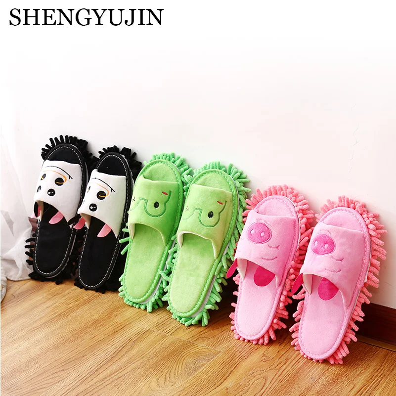 

SHENGYUJIN wipe the slippers cartoon parent-child home shoes mute cute clean wooden floor special vacuuming water absorption