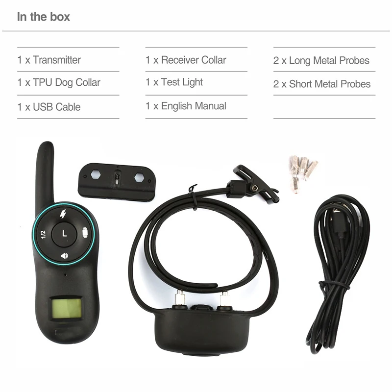 Electric Dog Training Collars IP67 Waterproof Rechargeable Dog Collars With 400m Remote Control Receiver Pet Training Collars