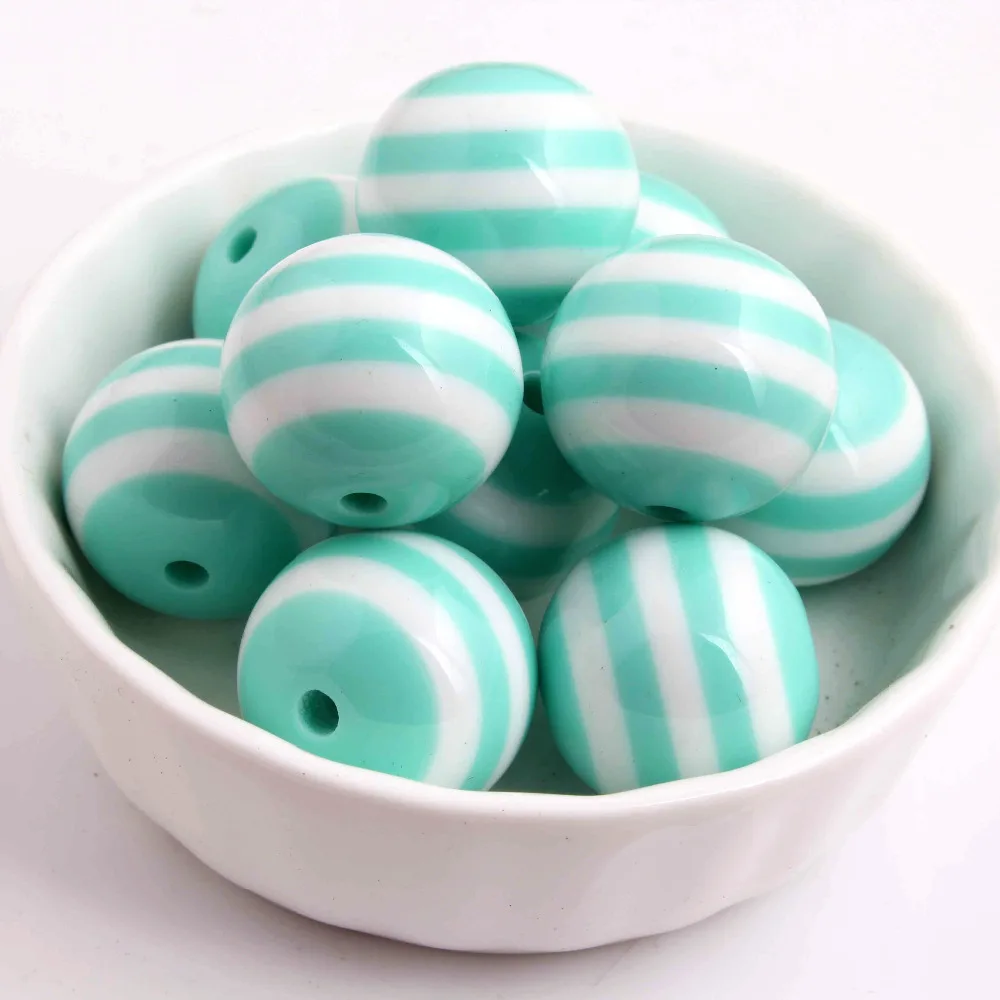 

Kwoi vita Fashion AAA Quality Chunky Round 20MM Mint Green Color 100pcs Resin Strips Beads for beaded Jewelry