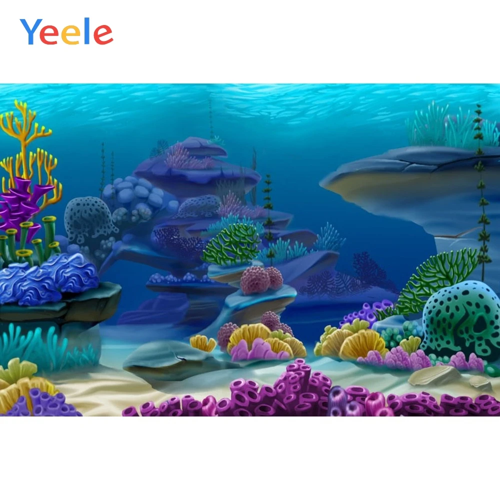 

Yeele Vinyl Seabed Mermaid Mermaid Baby Birthday Party Photography Backdrop Children Photographic Background Photo Studio