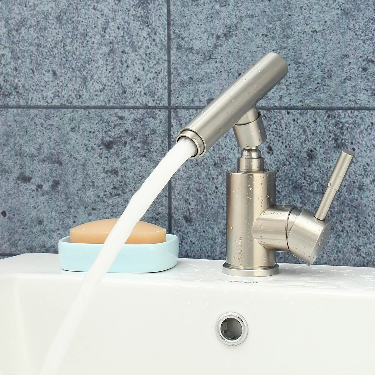 

Single Handle Deck Mounted Hot and Cold Water Tap Faucet Spout Bathroom Basin Bathtub Waterfall Faucet Mixer Tap Water Filter