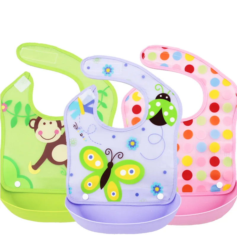 

New Style Detachable Stereo Waterproof Apron For Children To Eat Cute Baby Infant Bib Slobber Pocket