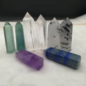 

1 set random natural green flourite quartz white crystal wand point reiki healing home decoration for sale