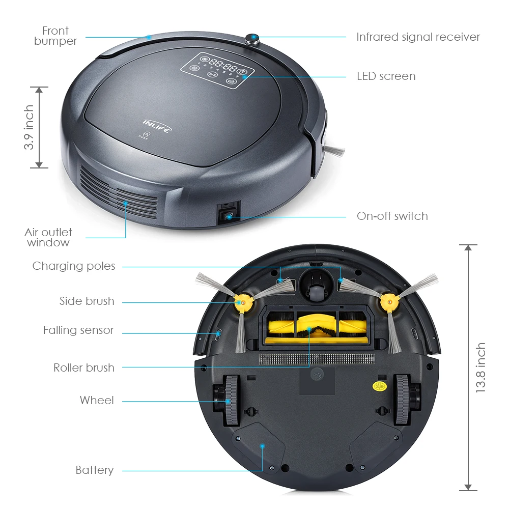 Inlife ZK8077 робот-пылесос с сенсорным экраном