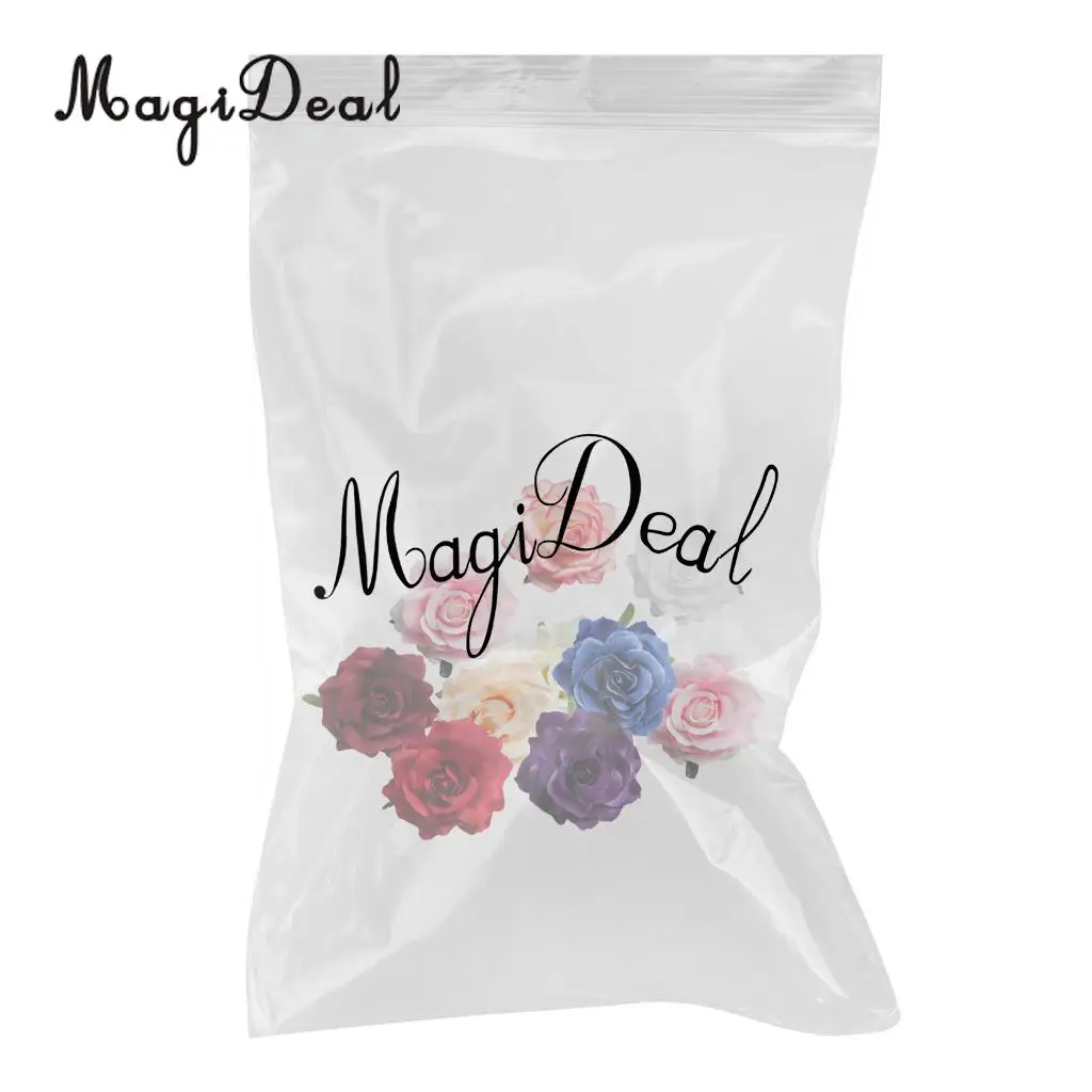 MagiDeal Beautiful 10Pcs Artificial Silk Rose Buds Flower Head DIY for Wedding Dress Enterpiece Embellishments Craft 10 Colors