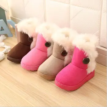 

Girl Boy Snow Boots Winter for Toddlers Child Comfort Thick Antislip Short Boots elastic band leather Cotton-padded Shoes