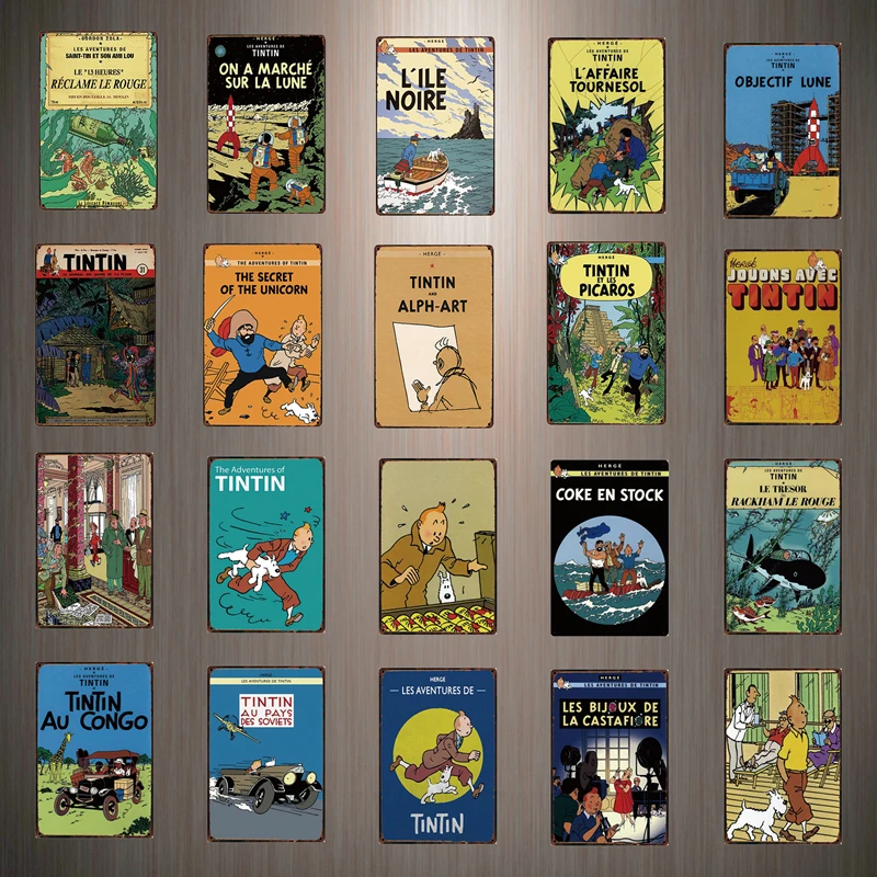 

[ Kelly66 ] Tintin Metal Sign Tin Poster Home Decor Bar Wall Art Painting 20*30 CM Size Dy68