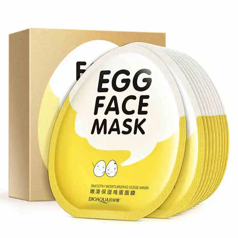 

10 pcs BIOAQUA Egg Face Mask Collagen Skin Whitening Dilute Acne Facial Korean Style Cosmetics Facial Skin Care Set
