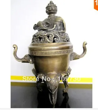 

bir 00469 Tibet bronze incense burner * Elephant statues