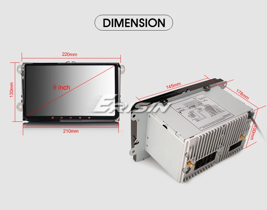 Erisin ES3518V " Android 9,0 автомобильный радиоприемник DAB+ 4G gps навигация для VW Passat Seat Skoda
