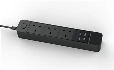 Wifi Smart power Strip 3 розетки Великобритании с 4 usb-портами для быстрой зарядки управление через приложение работа с Alexa Google Home Assistant - Цвет: Черный